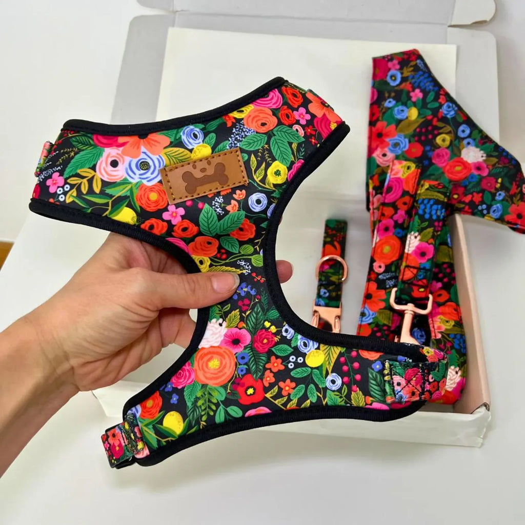 D&D Paws Harness / XS Designed Floral Dog Vest Set [Made-to-Order]
