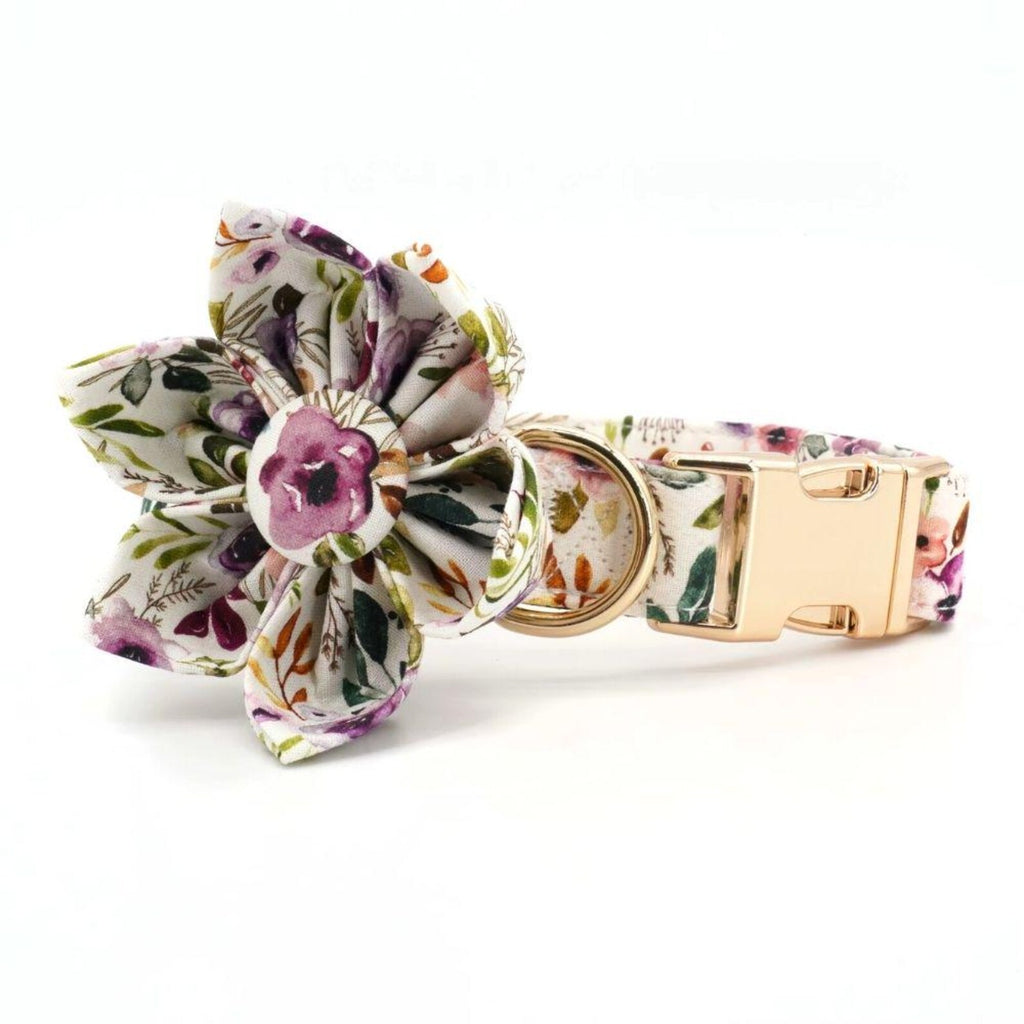 Spring Floral Dog Collar and Leash Set