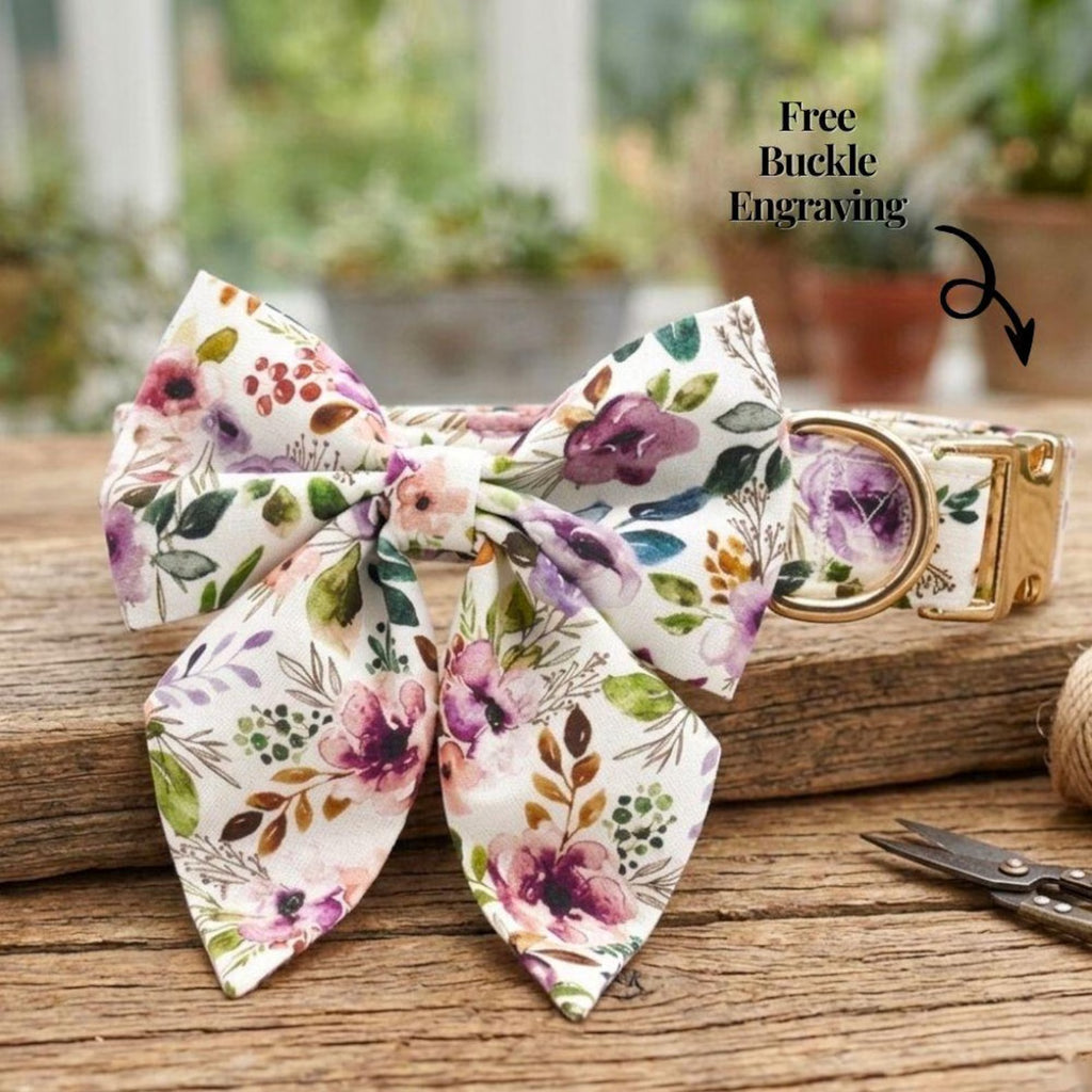 Spring Floral Dog Collar and Leash Set