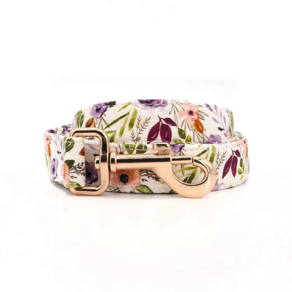 Spring Floral Dog Collar and Leash Set