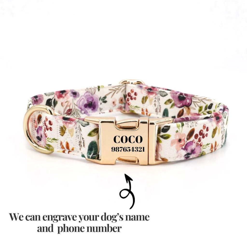 Spring Floral Dog Collar and Leash Set