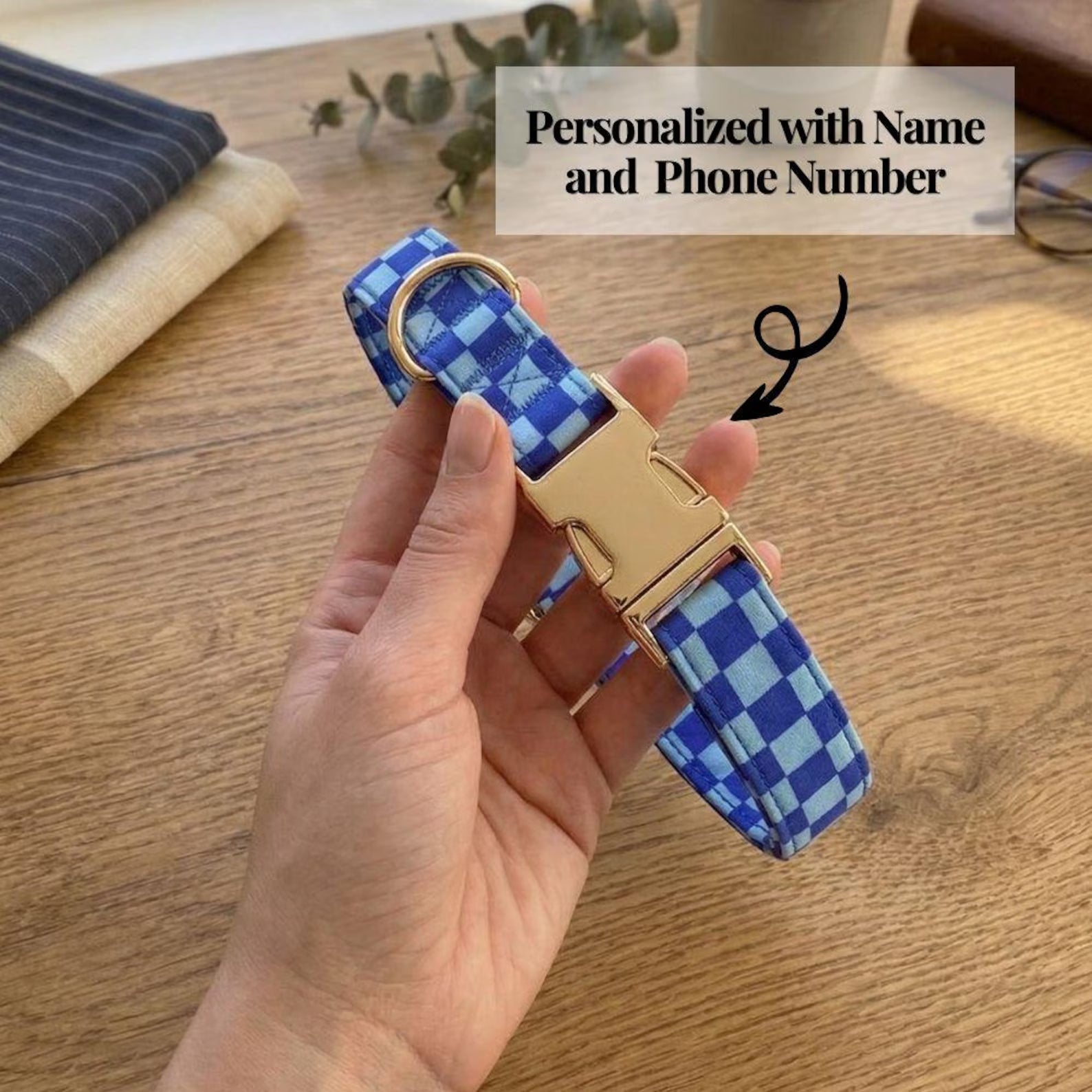 Designed Blue Caro Dog Vest Set