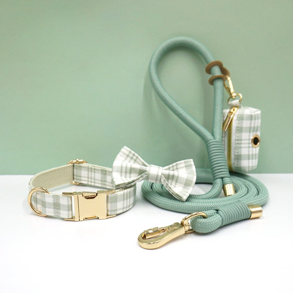DDPaws  Light Green / XS Personalized Plaid Dog Walking Set