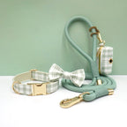 DDPaws  Light Green / XS Personalized Plaid Dog Walking Set