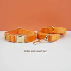 D&D Paws  Collar + Leash / XS Orange Velvet Set
