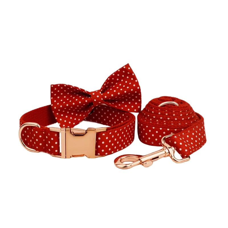Red Velvet Dog Collar Set