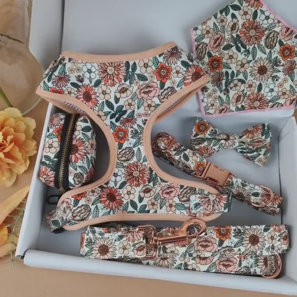 Designed Floral Dog Vest Set