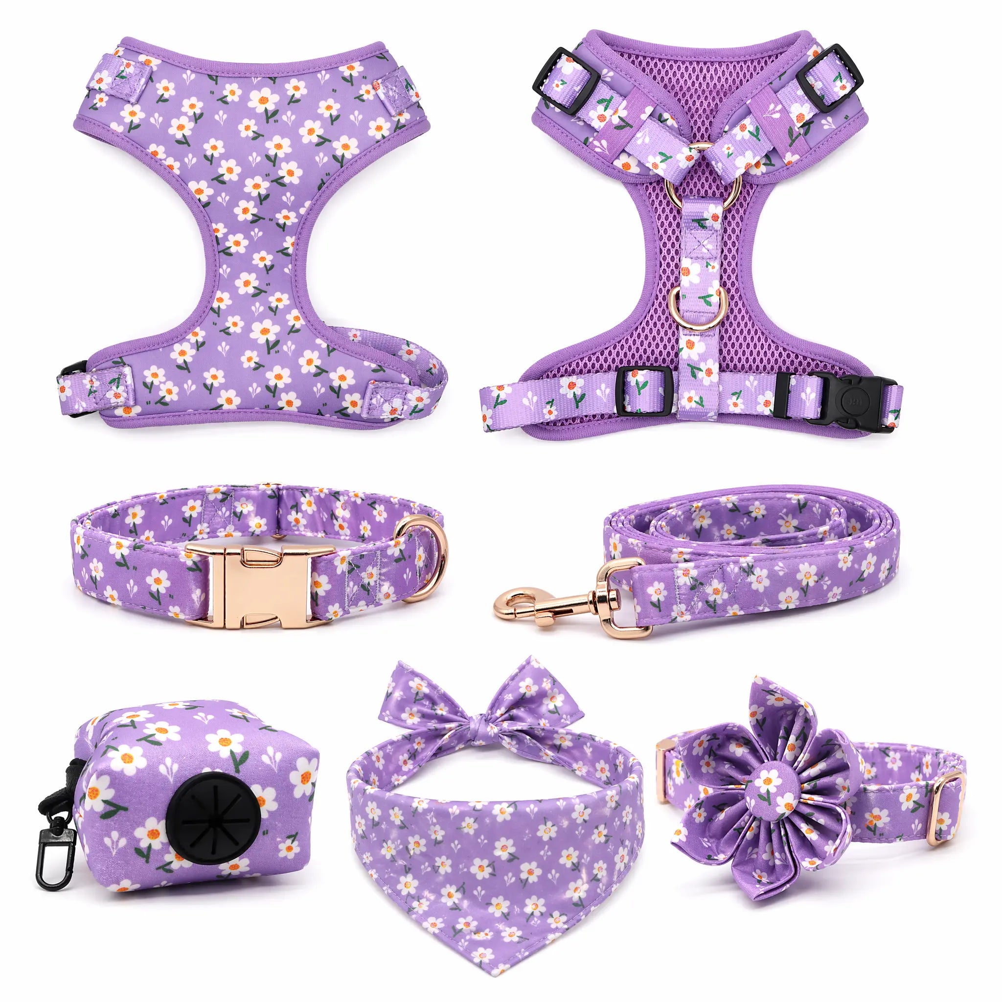 D&D Paws Designed Purple Daisy Dog Vest Set