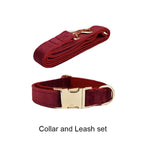 D&D Paws  Collar + Leash / XS Red Wine Velvet Set