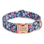 D&D Paws Collar Designed Navy Retrol Floral Dog Vest Set
